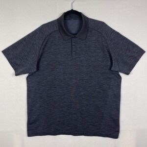 Lululemon Shirt Mens Size XXL Blue Black Metal Vent Tech Polo